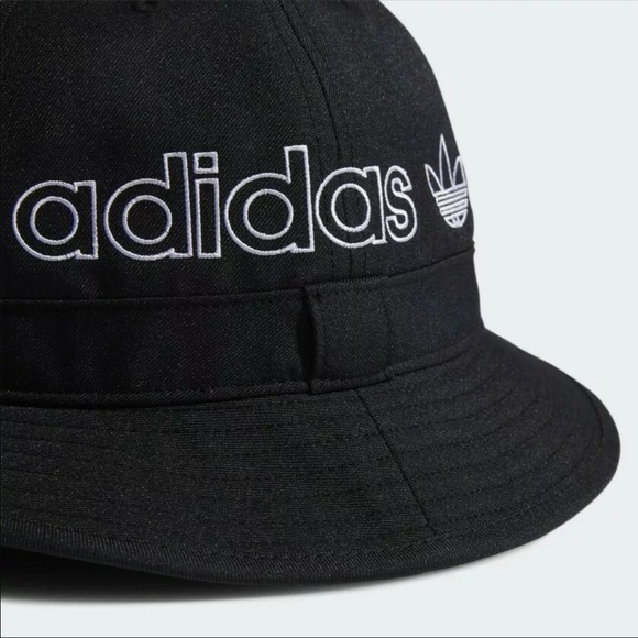 Adidas Unisex Originals Bell Bucket Hat Black White Logo Boonie - Picture 5 of 10